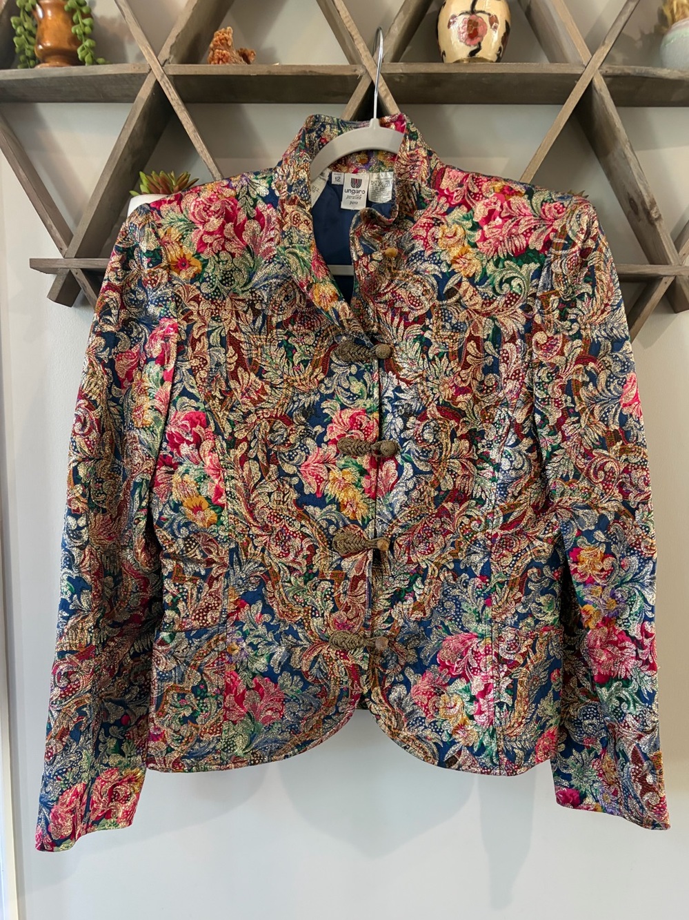 Vintage 1980’s Emanuel Ungaro Parallèle Paris tapestry-style floral jacket. Sz12